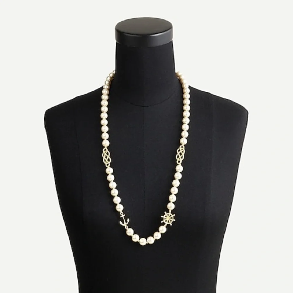 J Crew Nautical charm pearl necklace nwt